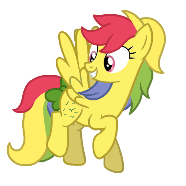 Size: 768x768 | Tagged: safe, artist:evansworld, derpibooru import, skydancer, pegasus, pony, adorabledancer, bow, cute, female, flying, g1 to g4, g4, generation leap, grin, image, mare, png, raised hoof, raised leg, simple background, smiling, tail bow, transparent background