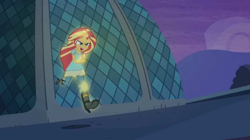 Size: 3410x1920 | Tagged: safe, derpibooru import, screencap, sunset shimmer, equestria girls, my past is not today, rainbow rocks, boots, canterlot high, clothes, female, high heel boots, high res, image, jpeg, open mouth, shoes, solo