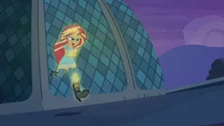 Size: 3410x1920 | Tagged: safe, derpibooru import, screencap, sunset shimmer, equestria girls, my past is not today, rainbow rocks, boots, canterlot high, clothes, female, high heel boots, high res, image, jpeg, open mouth, shoes, solo