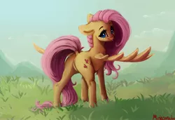 Size: 3950x2695 | Tagged: safe, artist:miokomata, derpibooru import, fluttershy, pegasus, pony, :p, butt, cute, daaaaaaaaaaaw, dock, featureless crotch, floppy ears, freckles, freckleshy, grass, image, jpeg, looking at you, looking back, plot, raspberry, shyabetes, smiling, solo, spread wings, tongue out, wings