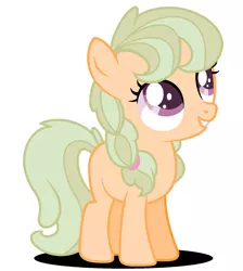 Size: 1321x1475 | Tagged: safe, artist:amicasecretuwu, derpibooru import, oc, oc:lil apple delicious, earth pony, pony, female, filly, image, offspring, parent:apple bloom, parent:tender taps, parents:tenderbloom, png, simple background, solo, white background