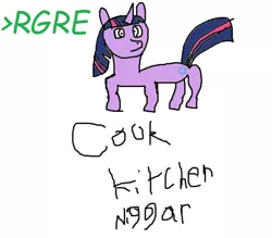 Size: 3020x2640 | Tagged: safe, artist:anonymous, twilight sparkle, pony, unicorn, /mlp/, 1000 hours in ms paint, 4chan, image, png, racism, reversed gender roles equestria, reversed gender roles equestria general, simple background, slur, solo, star of david, stylistic suck, text, white background