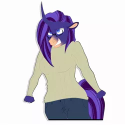 Size: 2000x2000 | Tagged: safe, artist:inisealga, derpibooru import, oc, unofficial characters only, anthro, unicorn, clothes, commission, curved horn, female, glasses, horn, image, jeans, jpeg, pants, sticker, sticker pack, sticker set, sweater