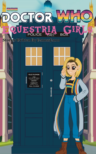 Size: 1280x2036 | Tagged: safe, artist:edcom02, artist:jmkplover, artist:vanossfan10, derpibooru import, doctor whooves, time turner, equestria girls, book cover, canterlot high, cover, doctor who, image, jodie whittaker, jpeg, tardis, thirteenth doctor, wattpad