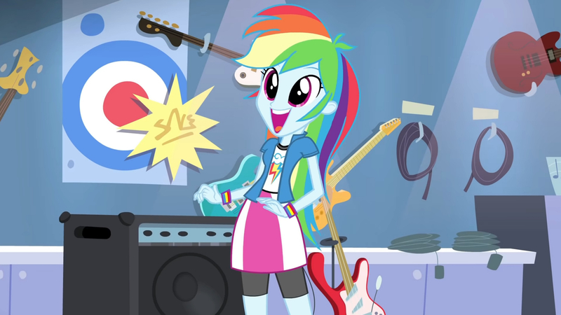 Size: 3410x1920 | Tagged: safe, derpibooru import, screencap, rainbow dash, equestria girls, guitar centered, rainbow rocks, clothes, cute, cutie mark, cutie mark on clothes, dashabetes, female, high res, image, jpeg, open mouth, solo