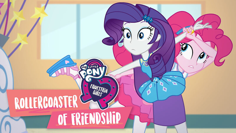 Size: 1280x720 | Tagged: safe, derpibooru import, official, pinkie pie, rarity, equestria girls, equestria girls series, rollercoaster of friendship, duo, equestria girls logo, female, image, jpeg, my little pony logo, netflix