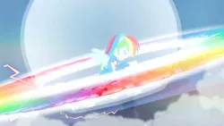 Size: 3410x1920 | Tagged: safe, derpibooru import, screencap, rainbow dash, equestria girls, guitar centered, rainbow rocks, clothes, cutie mark, cutie mark on clothes, eyes closed, female, guitar, high res, image, jpeg, musical instrument, ponied up, solo, spread wings, wings