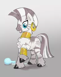 Size: 2075x2631 | Tagged: safe, artist:marbo, derpibooru import, zecora, zebra, /mlp/, bracelet, chest fluff, drawthread, ear piercing, earring, female, flask, fluffy, gradient background, hooves, image, jewelry, mare, neck rings, open mouth, piercing, png, potion, quadrupedal, raised hoof, requested art, solo, surprised