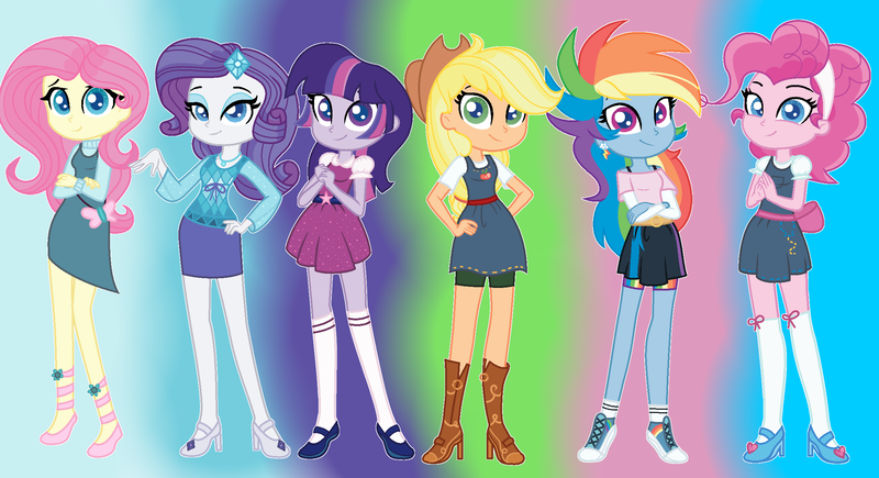 Size: 2277x1237 | Tagged: safe, artist:xxcheerupxxx, derpibooru import, applejack, fluttershy, pinkie pie, rainbow dash, rarity, twilight sparkle, pony, equestria girls, clothes, dress, image, life, mane six, png