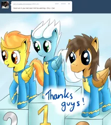 Size: 1280x1434 | Tagged: safe, artist:ask-fleetfoot, derpibooru import, fleetfoot, spitfire, oc, oc:firenze, pony, ask-fleetfoot, clothes, image, png, uniform, wonderbolts uniform