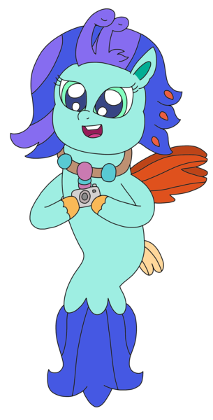Size: 1657x3264 | Tagged: safe, artist:supahdonarudo, derpibooru import, oc, oc:sea lilly, unofficial characters only, seapony (g4), my little pony: pony life, camera, chibi, image, jewelry, necklace, png, simple background, style emulation, transparent background