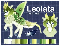 Size: 3000x2300 | Tagged: safe, artist:liefsong, derpibooru import, oc, oc:leolata, unofficial characters only, insect, moth, mothpony, original species, antennae, chest fluff, image, png, reference sheet, wings