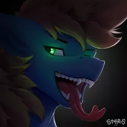 Size: 2000x2000 | Tagged: suggestive, artist:st4rs6, derpibooru import, oc, oc:warly, unofficial characters only, bat pony, pony, bust, fangs, glowing eyes, image, long tongue, male, maw, mawshot, open mouth, png, portrait, simple background, solo, solo male, stallion, tongue out