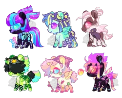 Size: 1000x800 | Tagged: safe, artist:lavvythejackalope, derpibooru import, oc, unofficial characters only, alicorn, bat pony, pegasus, pony, alicorn oc, bat pony oc, bat wings, beanie, clothes, costume, goggles, hair over eyes, hat, horn, image, pegasus oc, png, simple background, skeleton costume, sunglasses, transparent background, wings