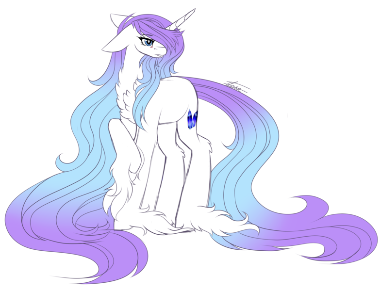 Size: 2000x1533 | Tagged: safe, artist:inspiredpixels, derpibooru import, oc, unofficial characters only, pony, unicorn, chest fluff, female, floppy ears, image, mare, png, signature, simple background, solo, transparent background, unshorn fetlocks
