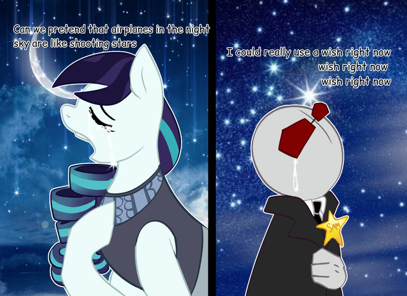 Size: 2200x1600 | Tagged: safe, artist:xekinise, derpibooru import, coloratura, twilight sparkle, earth pony, human, pony, aeroplanes and meteor showers, airplanes (song), crossover, crossover shipping, crying, female, grunt, image, madness combat, male, meme, mordecai, mordetwi, png, raised hoof, redraw mordetwi meme, regular show, sam, shipping, wat