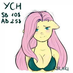 Size: 1000x1000 | Tagged: suggestive, artist:kirari_chan, derpibooru import, fluttershy, anthro, pegasus, pony, bikini, bikini top, blushing, breasts, bust, clothes, commission, cute, image, looking at you, png, portrait, seductive, sexy, shy, sketch, smiling, smiling at you, solo, swimsuit, ych example, your character here