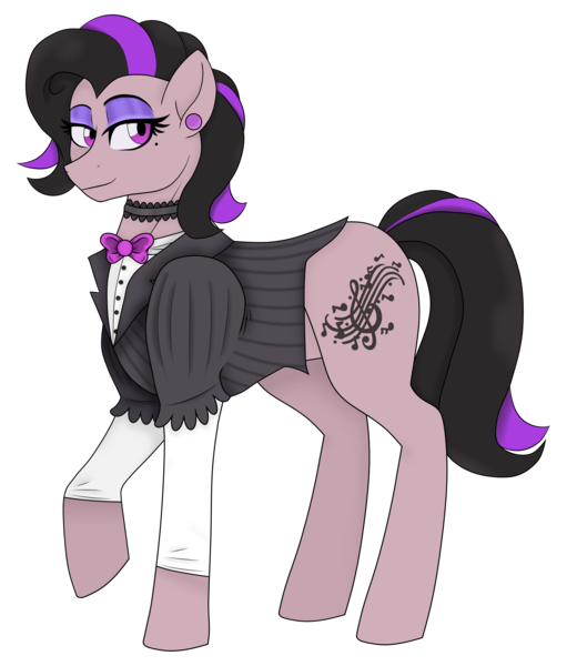 Size: 3084x3560 | Tagged: safe, artist:abbi--arson, derpibooru import, oc, oc:magenta melody, earth pony, pony, choker, clothes, female, high res, image, magical lesbian spawn, mare, offspring, parent:jasmine leaf, parent:octavia melody, png, simple background, solo, transparent background