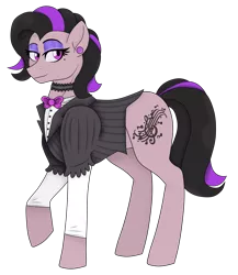 Size: 3084x3560 | Tagged: safe, artist:abbi--arson, derpibooru import, oc, oc:magenta melody, earth pony, pony, choker, clothes, female, high res, image, magical lesbian spawn, mare, offspring, parent:jasmine leaf, parent:octavia melody, png, simple background, solo, transparent background