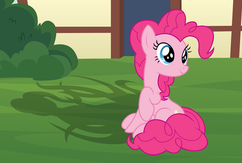 Size: 2703x1829 | Tagged: safe, artist:badumsquish, derpibooru import, pinkie pie, earth pony, pony, bush, derpibooru exclusive, female, house, image, implied monster pony, looking back, meme, pinkie being pinkie, png, ponified animal photo, ponified meme, puppy dog eyes, raised hoof, shadow, show accurate, sitting, smiling, solo, tentacles, wide eyes