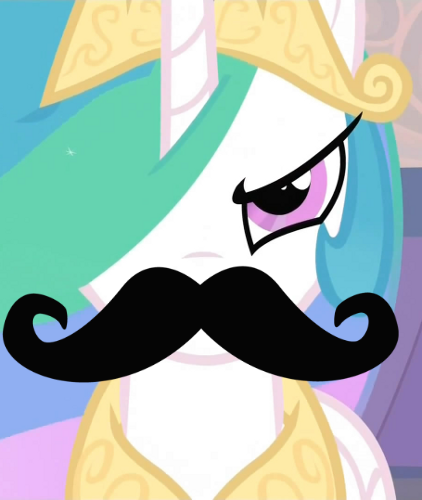 Size: 422x500 | Tagged: safe, derpibooru import, edit, edited screencap, screencap, princess celestia, alicorn, pony, a canterlot wedding, cropped, facial hair, female, image, mare, moustache, png, solo