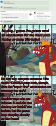 Size: 900x2021 | Tagged: safe, artist:queencold, derpibooru import, garble, dragon, ask garble, bed, complaining, image, manehattan, png, solo, tree