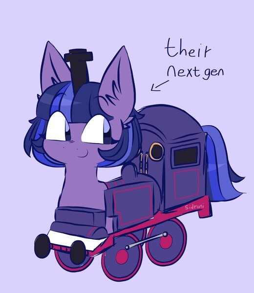 Size: 887x1024 | Tagged: safe, artist:sidruni, derpibooru import, oc, ponified, object pony, original species, train pony, child, crossover, crossover shipping, image, interspecies offspring, jpeg, offspring, shipping, train, twitom