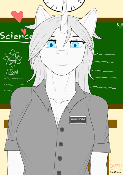 Size: 3307x4677 | Tagged: safe, artist:sforce, derpibooru import, oc, anthro, unicorn, female, image, png, teacher