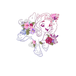 Size: 1200x1200 | Tagged: safe, derpibooru import, official, pipp petals, pegasus, pony, my little pony: a new generation, 2d, cropped, design, female, flower, g5, gem, image, leaf, mare, merchandise, outline, png, shirt design, simple background, solo, text, transparent background