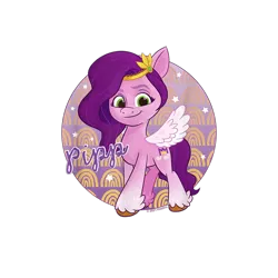 Size: 1200x1200 | Tagged: safe, derpibooru import, official, pipp petals, pegasus, pony, my little pony: a new generation, 2d, circle, cropped, design, female, g5, image, mare, merchandise, png, shirt design, simple background, solo, text, transparent background