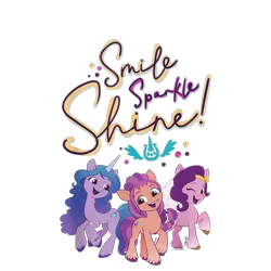 Size: 1200x1200 | Tagged: safe, derpibooru import, official, izzy moonbow, pipp petals, sunny starscout, earth pony, pegasus, pony, unicorn, my little pony: a new generation, 2d, cropped, design, female, g5, image, mare, merchandise, png, shirt design, simple background, text, transparent background