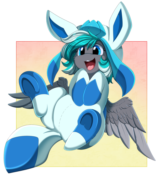 Size: 3330x3709 | Tagged: safe, artist:pridark, derpibooru import, oc, unofficial characters only, pegasus, pony, clothes, colored wings, commission, costume, crossover, cute, happy, high res, image, kigurumi, male, multicolored wings, nintendo, ocbetes, open mouth, pegasus oc, png, pokémon, solo, underhoof, wings