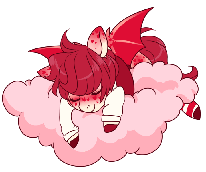 Size: 1200x1000 | Tagged: safe, alternate version, artist:lavvythejackalope, derpibooru import, oc, unofficial characters only, bat pony, pony, bat pony oc, bat wings, cloud, colored hooves, commission, eyes closed, image, on a cloud, png, simple background, sleeping, solo, transparent background, wings, ych result