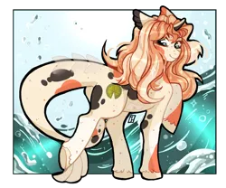Size: 2400x2000 | Tagged: safe, artist:harald_horfager, oc, oc:lilly, unofficial characters only, merpony, pony, artfight, colored hooves, female, fins, fish tail, horn, image, koi pony, looking at you, mare, markings, ocean, one hoof raised, png, simple background, smiling, smiling at you, solo, sparkles, spots, transparent background, unshorn fetlocks, water, wave