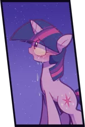 Size: 537x804 | Tagged: safe, artist:educonnectionz, edit, editor:anonymous, twilight sparkle, pony, unicorn, crying, female, image, looking up, mare, night, panel, png, sad, simple background, sky, solo, stars, teary eyes, transparent background, unicorn twilight