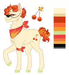 Size: 1460x1590 | Tagged: safe, artist:cactiflowers, derpibooru import, oc, oc:sherry bomb, earth pony, pony, female, image, mare, offspring, parent:braeburn, parent:cherry jubilee, parents:cherryburn, png, solo