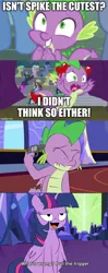 Size: 500x1267 | Tagged: semi-grimdark, artist:emositecc, derpibooru import, edit, edited screencap, screencap, spike, twilight sparkle, alicorn, dragon, pony, horse play, it ain't easy being breezies, abuse, doraemon, eyes closed, female, food, go to sleep garble, gun, handgun, i can't believe it's not useraccount, image, imgflip, male, op is a duck, op is trying to start shit, op isn't even trying anymore, open mouth, png, reference, revolver, shitposting, smiling, spikeabuse, spikeposting, stage, suicide, tomato, tomatoes, truth, weapon