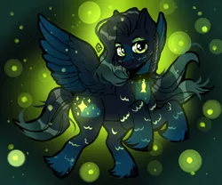 Size: 2400x2000 | Tagged: safe, artist:harald_horfager, neon lights, rising star, oc, oc:zemira, unofficial characters only, fish, pegasus, pony, collar, colored hooves, colored wings, eyeshadow, female, glowing cutie mark, gradient hooves, gradient wings, image, jewelry, lights, looking at you, makeup, mare, markings, necklace, neon, png, smiling, smiling at you, unshorn fetlocks, wings