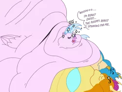 Size: 1024x768 | Tagged: suggestive, artist:jamesawilliams1996, artist:princebluemoon3, color edit, derpibooru import, edit, gallus, silverstream, smolder, dragon, gryphon, hippogriff, series:silverstream learns she's too thick, belly, bhm, big belly, bingo wings, blob, breasts, clothes, colored, dialogue, dizzy, double chin, dragoness, eyes closed, fat, fat boobs, female, flabbus, gritted teeth, huge belly, image, impossibly large belly, large belly, laughing, male, morbidly obese, neck roll, obese, one eye closed, png, pulling, pulling out, rolls of fat, sblobder, silverblob, squishy, swimsuit, weight gain, wings