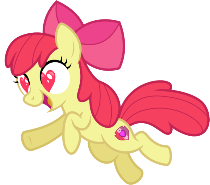 Size: 744x656 | Tagged: safe, artist:angrymetal, derpibooru import, apple bloom, earth pony, pony, lesson zero, apple bloom's bow, bow, female, filly, hair bow, heart eyes, image, open mouth, png, simple background, solo, transparent background, vector, wingding eyes