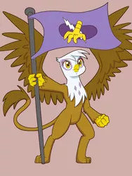 Size: 6000x8000 | Tagged: safe, artist:chedx, derpibooru import, gilda, gryphon, bipedal, claws, commission, female, flag, flag pole, flag waving, griffon empire, griffon kingdom, griffonstone, image, paws, png, solo, wings