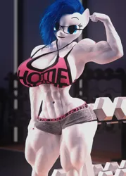 Size: 2926x4096 | Tagged: suggestive, artist:dashie116, derpibooru import, oc, oc:daria quanto, unofficial characters only, anthro, bicep flex, big breasts, breasts, female, glasses, image, jpeg, muscles, muscular female