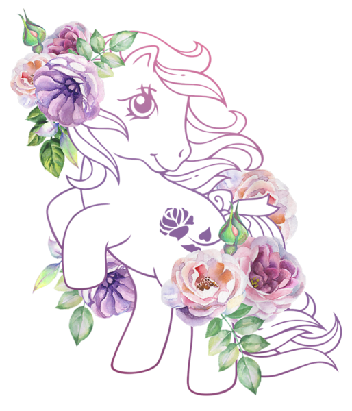 Size: 900x1050 | Tagged: safe, derpibooru import, official, june rose, earth pony, pony, design, female, flower, g1, image, leaf, mare, merchandise, outline, png, shirt design, simple background, solo, transparent background