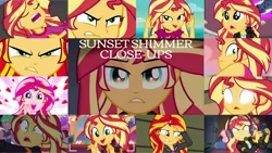 Size: 1280x721 | Tagged: safe, derpibooru import, edit, edited screencap, editor:quoterific, screencap, fluttershy, sunset shimmer, eqg summertime shorts, equestria girls, equestria girls (movie), equestria girls series, forgotten friendship, friendship games, game stream, how to backstage, i'm on a yacht, my past is not today, pet project, rainbow rocks, sunset's backstage pass!, wake up!, spoiler:eqg series (season 2), angry, blushing, close-up, clothes, cute, cutie mark, cutie mark on clothes, eyes closed, female, gamer sunset, gamershy, headphones, image, open mouth, png, rageset shimmer, shimmerbetes, sleeping, wake up!: rainbow dash