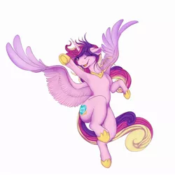 Size: 2500x2500 | Tagged: safe, artist:gobiraptor, derpibooru import, princess cadance, alicorn, pony, flying, image, jpeg, looking at you, smiling, smiling at you, solo, wings