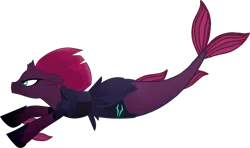 Size: 3183x1884 | Tagged: safe, artist:saphirabjarskular, derpibooru import, tempest shadow, merpony, pony, seapony (g4), unicorn, my little pony: the movie, broken horn, clothes, dorsal fin, female, fins, fish tail, flowing mane, flowing tail, green eyes, hoof shoes, horn, image, png, red mane, request, seaponified, seapony tempest shadow, simple background, solo, species swap, swimming, tail, transparent background