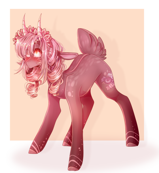 Size: 1338x1455 | Tagged: safe, artist:keltonia, derpibooru import, oc, earth pony, pony, female, horns, image, mare, png, solo