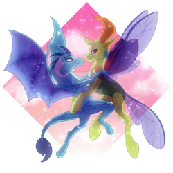Size: 900x900 | Tagged: safe, artist:nivimonster, derpibooru import, princess ember, thorax, changedling, changeling, embrax, female, image, king thorax, male, png, shipping, straight