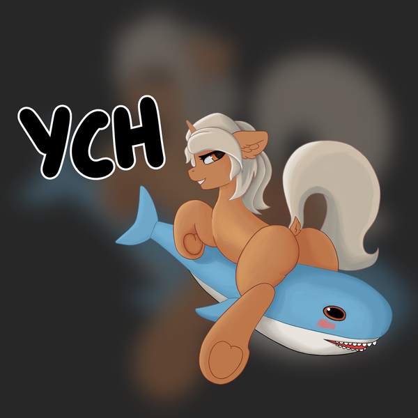 Size: 2000x2000 | Tagged: safe, artist:uuhuhuh, derpibooru import, oc, pony, commission, image, looking at you, plushie, png, shark plushie, solo, your character here