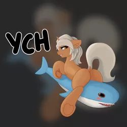 Size: 2000x2000 | Tagged: safe, artist:uuhuhuh, derpibooru import, oc, pony, commission, image, looking at you, plushie, png, shark plushie, solo, your character here